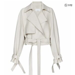 Mango Victoria Beckham Cropped Linen Belted Trench Coat